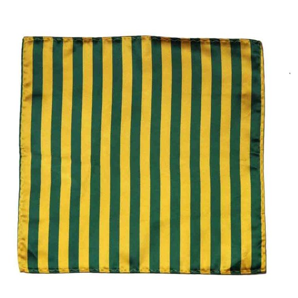 Gascoigne Repp Stripe Pocket Square Silk Yellow Green 9.5" X 9.5" Men's - Picture 2 of 2
